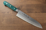 Sakai Takayuki VG10 17 Couche de Damas Santoku  170mm Bois de pakka vert Manipuler - japanny-FR