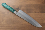 Sakai Takayuki VG10 17 Couche de Damas Santoku  170mm Bois de pakka vert Manipuler - japanny-FR