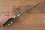 Sakai Takayuki VG10 17 Couche de Damas Santoku  170mm Bois de pakka vert Manipuler - japanny-FR