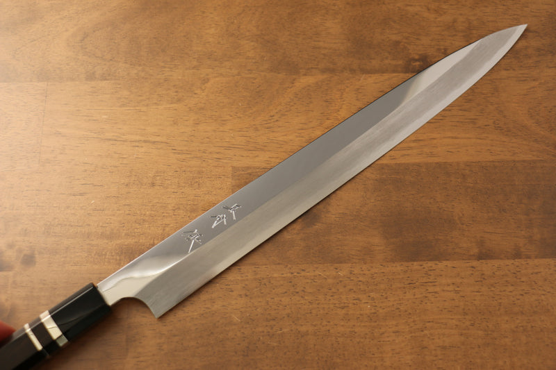 Yu Kurosaki Acier Bleu No.2 Finition en miroir Yanagiba  330mm Ebène avec double bague de buffle d'eau Manipuler avec Gaine - japanny-FR
