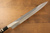 Yu Kurosaki Acier Bleu No.2 Finition en miroir Yanagiba  330mm Ebène avec double bague de buffle d'eau Manipuler avec Gaine - japanny-FR