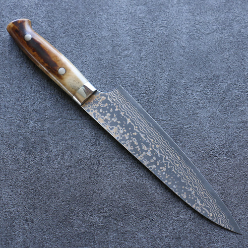 Takeshi Saji VG10 Damas coloré Gyuto  180mm Os de vache marron Manipuler - japanny-FR