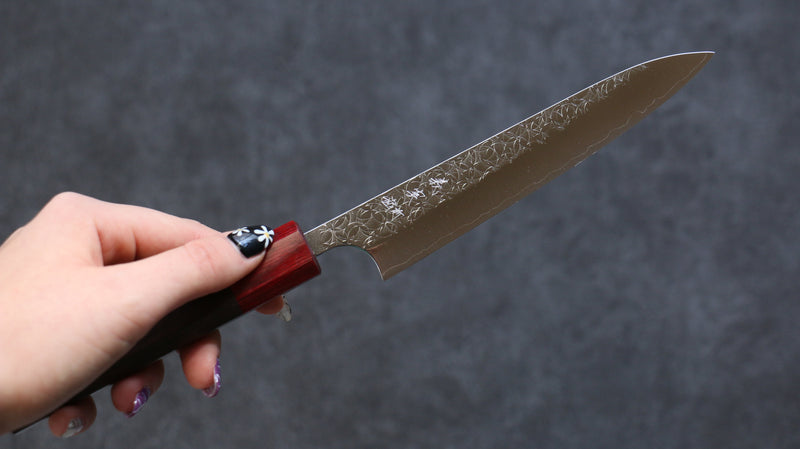 Yoshimi Kato Minamo R2/SG2 Martelé Petite-utilité  150mm Shitan(férule:bois rouge Pakka) Manipuler - japanny-FR