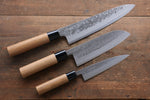 Set de couteaux de cuisine japonais Seisuke Blue Steel No.2 Nashiji Gyuto, Santoku, Petty - japanny-FR