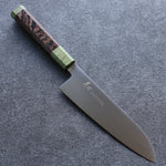 Sakai Takayuki Bijou Émeraude VG1 Santoku  180mm Wengé (Double Anneau Vert) Manipuler - japanny-FR