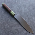 Sakai Takayuki Bijou Émeraude VG1 Santoku  180mm Wengé (Double Anneau Vert) Manipuler - japanny-FR