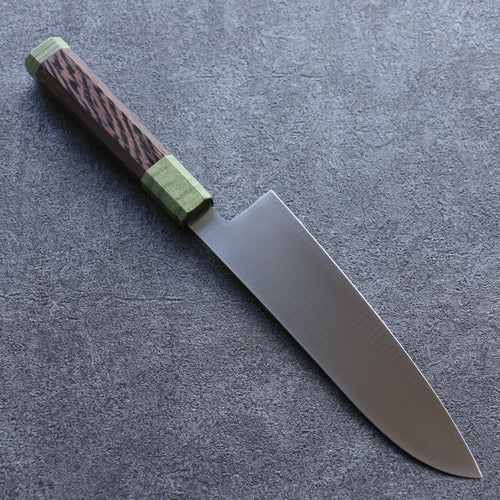 Sakai Takayuki Bijou Émeraude VG1 Santoku  180mm Wengé (Double Anneau Vert) Manipuler - japanny-FR