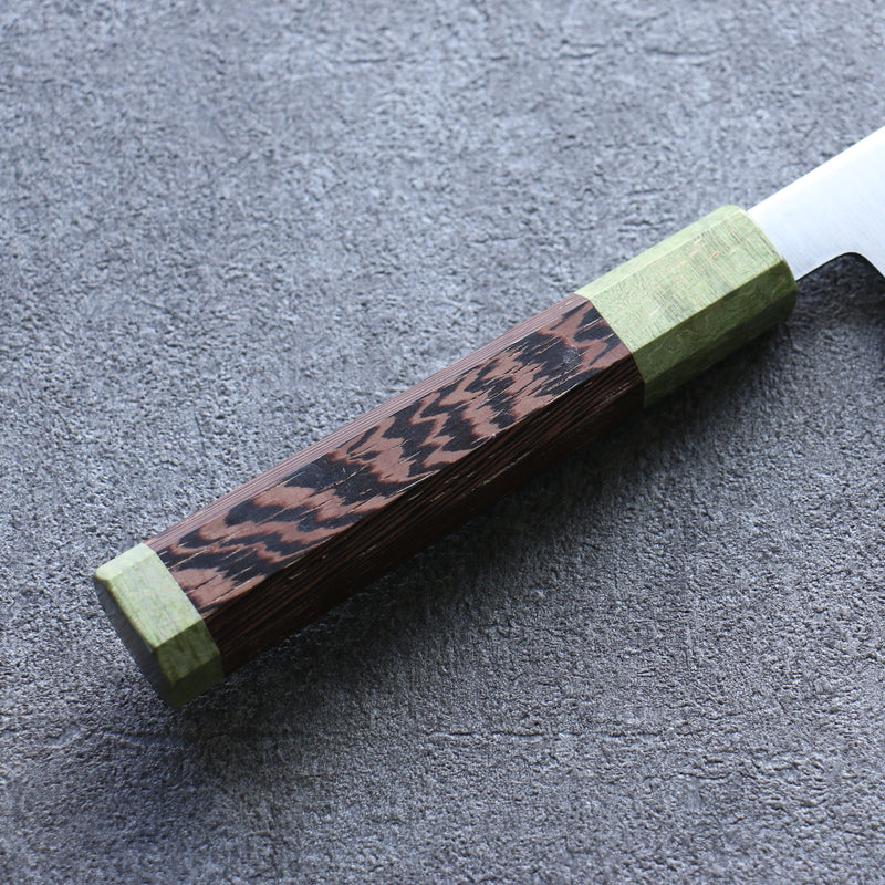 Sakai Takayuki Bijou Émeraude VG1 Santoku  180mm Wengé (Double Anneau Vert) Manipuler - japanny-FR