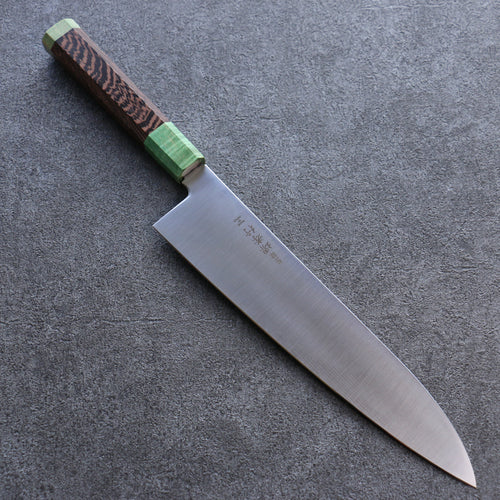 Sakai Takayuki Antarès Émeraude Uddeholm Acier suédois résistant aux taches Gyuto  240mm Wengé (Double Anneau Vert) Manipuler - japanny-FR