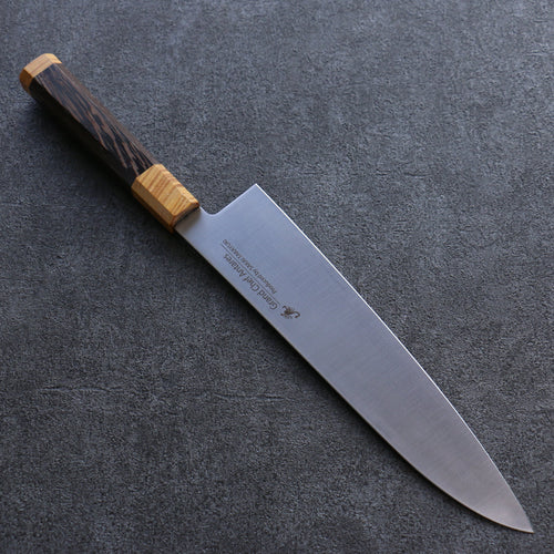 Sakai Takayuki Antarès Topaze Uddeholm Acier suédois résistant aux taches Gyuto  240mm Wengé (Double Anneau Jaune) Manipuler - japanny-FR