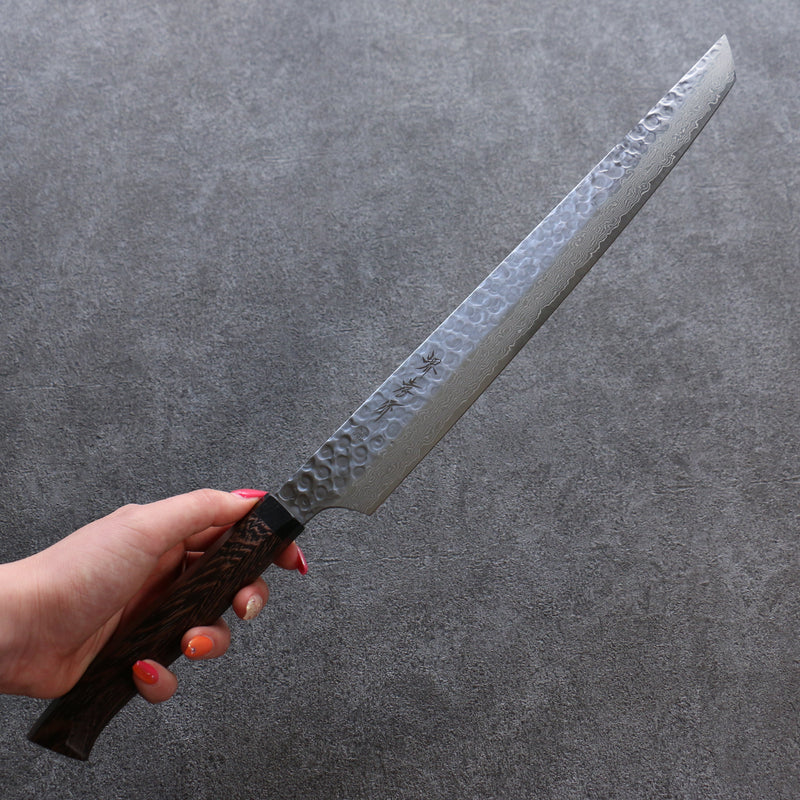 Sakai Takayuki Genbu AUS10 45 Couche de Damas Sakimaru Sujihiki  300mm Wenge Manipuler - japanny-FR