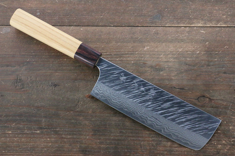 Yu Kurosaki Fujin VG10 Martelé Damas Nakiri  165mm Keyaki (orme japonais) Manipuler - japanny-FR