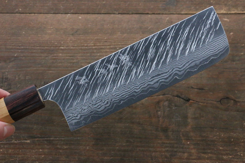 Yu Kurosaki Fujin VG10 Martelé Damas Nakiri  165mm Keyaki (orme japonais) Manipuler - japanny-FR
