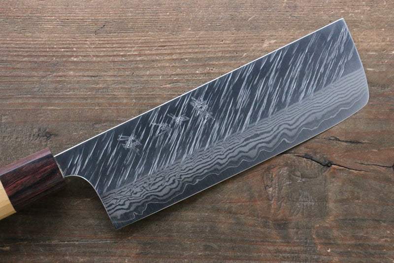 Yu Kurosaki Fujin VG10 Martelé Damas Nakiri  165mm Keyaki (orme japonais) Manipuler - japanny-FR
