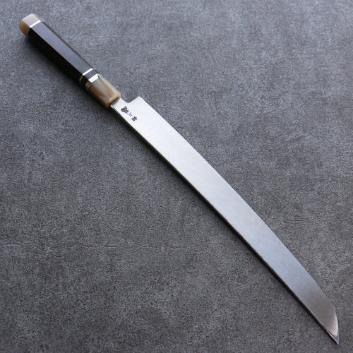 Sakai Takayuki Zangetsu Acier argenté NO.3 Finition en miroir Sakimaru Yanagiba  330mm Bois d'ébène Manipuler avec Gaine - japanny-FR