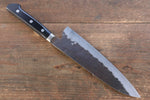 Fujiwara Teruyasu Denka Super Bleu Finition noire Gyuto  210mm Bois de pakka noir Manipuler - japanny-FR