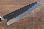 Fujiwara Teruyasu Denka Super Bleu Finition noire Gyuto  210mm Bois de pakka noir Manipuler - japanny-FR