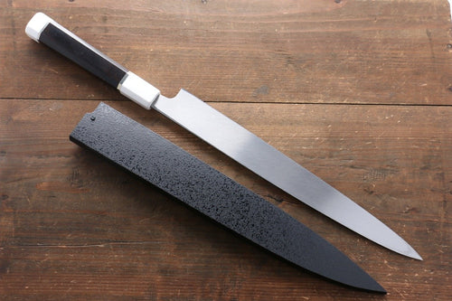 Sakai Takayuki Ginryu Honyaki Acier suédois Finition en miroir Yanagiba  270mm Bois d'ébène Manipuler Avec gaine - japanny-FR