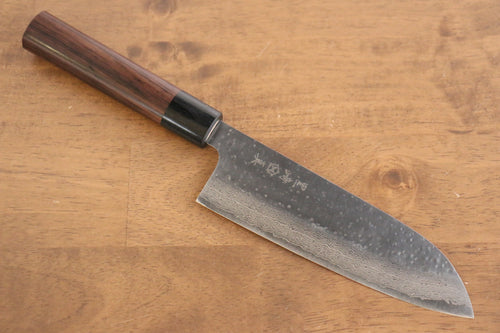 Makoto Kurosaki VG10 Martelé(Maru) Damas Santoku  165mm Shitan Manipuler - japanny-FR