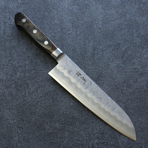 Seisuke Acier argenté NO.3 Nashiji Santoku  180mm Bois de Pakka marron Manipuler - japanny-FR