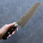 Seisuke Acier argenté NO.3 Nashiji Santoku  180mm Bois de Pakka marron Manipuler - japanny-FR