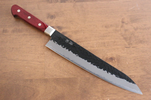 Seisuke Kurobeni Super Bleu Martelé Kurouchi Gyuto  240mm Bois de pakka rouge Manipuler - japanny-FR