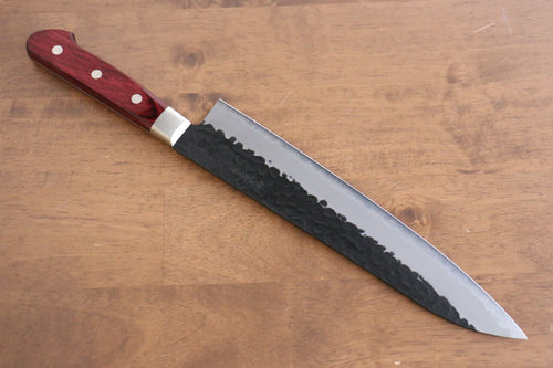 Seisuke Kurobeni Super Bleu Martelé Kurouchi Gyuto  240mm Bois de pakka rouge Manipuler - japanny-FR