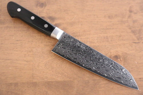 Seisuke Kagami AUS10 Finition miroir Damas Santoku  170mm Bois de pakka noir Manipuler - japanny-FR