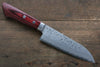 Kunihira Sairyu VG10 Damas Petit Santoku  135mm Bois de pakka rouge Manipuler - japanny-FR