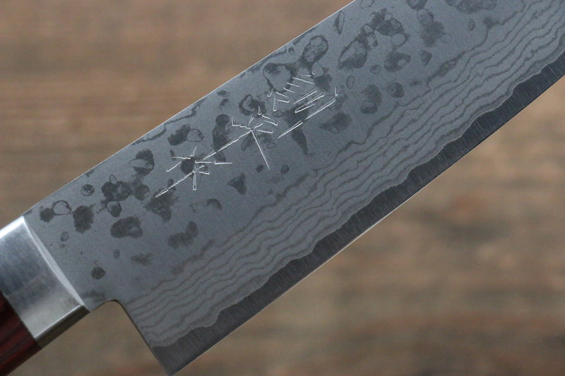 Kunihira Sairyu VG10 Damas Petit Santoku  135mm Bois de pakka rouge Manipuler - japanny-FR