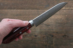 Kunihira Sairyu VG10 Damas Petit Santoku  135mm Bois de pakka rouge Manipuler - japanny-FR