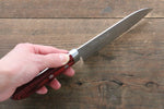 Kunihira Sairyu VG10 Damas Petit Santoku  135mm Bois de pakka rouge Manipuler - japanny-FR