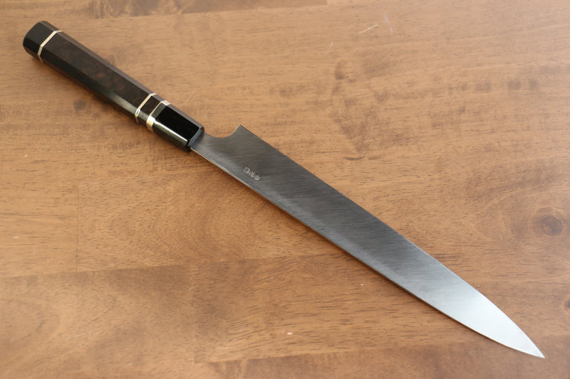 Yu Kurosaki Acier Bleu No.2 Finition en miroir Yanagiba  270mm Ebène avec double bague de buffle d'eau Manipuler - japanny-FR