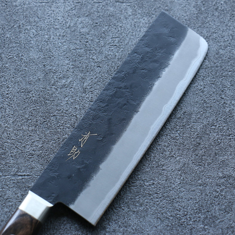 Seisuke Super Bleu Noir Nakiri  165mm Bois de Pakka marron Manipuler - japanny-FR