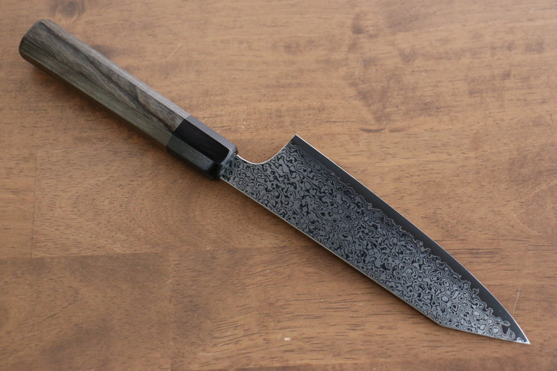 Kanjyo VG10 Damas Kiritsuke Santoku  180mm Bois de pakka Gris Manipuler - japanny-FR