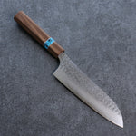 Yu Kurosaki Senko Ei R2/SG2 Martelé Santoku  165mm Noix(férule:turquoise avec anneau) Manipuler - japanny-FR