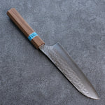 Yu Kurosaki Senko Ei R2/SG2 Martelé Santoku  165mm Noix(férule:turquoise avec anneau) Manipuler - japanny-FR
