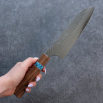 Yu Kurosaki Senko Ei R2/SG2 Martelé Santoku  165mm Noix(férule:turquoise avec anneau) Manipuler - japanny-FR