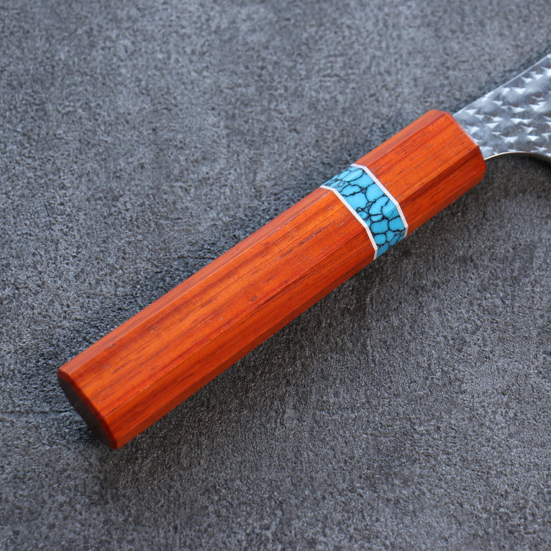 Yu Kurosaki Senko Ei R2/SG2 Martelé Santoku  165mm Padoauk(turquoise avec anneau) Manipuler - japanny-FR