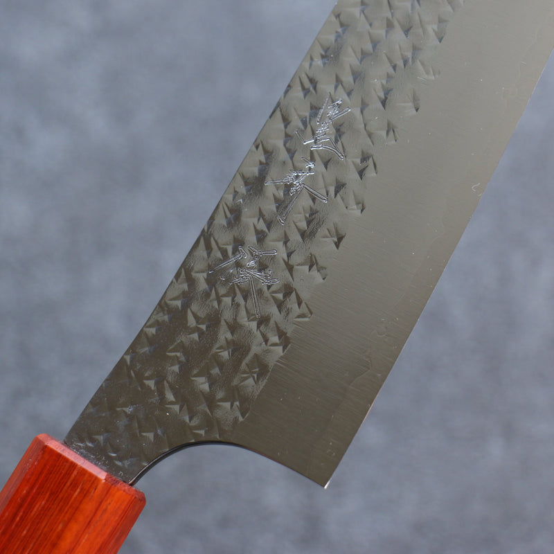 Yu Kurosaki Senko Ei R2/SG2 Martelé Santoku  165mm Padoauk(turquoise avec anneau) Manipuler - japanny-FR