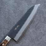 Seisuke Super Bleu Noir Santoku  180mm Bois de Pakka marron Manipuler - japanny-FR