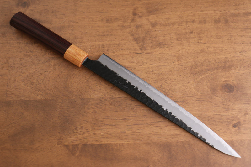 Seisuke Kokubyaku Super Bleu Martelé Kurouchi Sujihiki  240mm Shitan Manipuler - japanny-FR