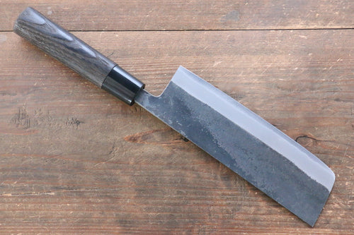 Seisuke Acier Blanc Kurouchi Nakiri  165mm Marrons brûlés Manipuler - japanny-FR