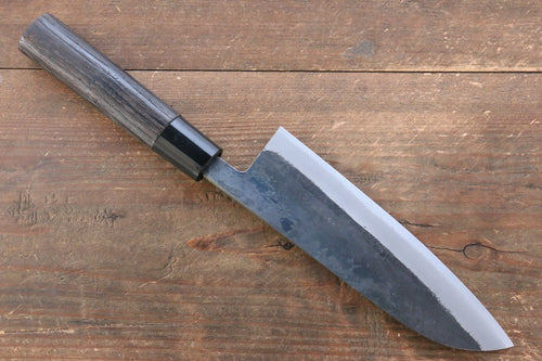 Seisuke Acier Blanc Kurouchi Santoku 165mm Manipuler Marrons brûlés - japanny-FR