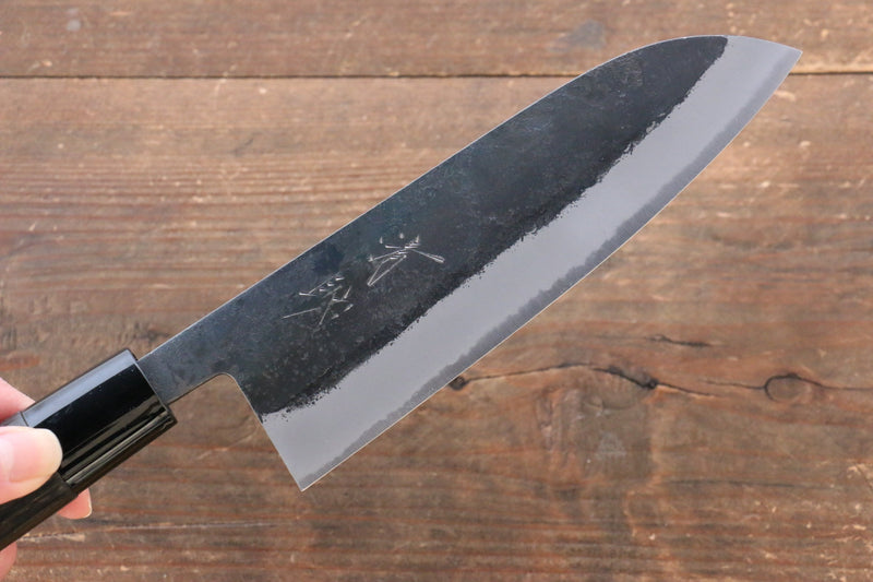 Seisuke Acier Blanc Kurouchi Santoku 165mm Manipuler Marrons brûlés - japanny-FR