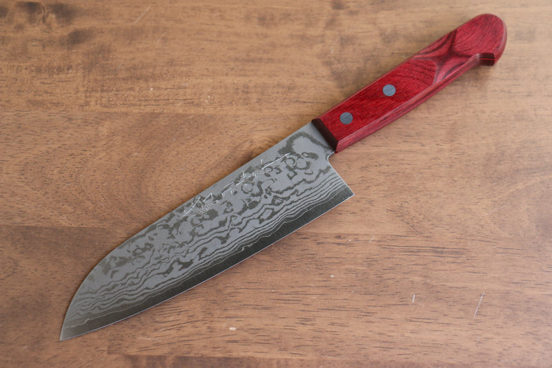 Nao Yamamoto VG10 Damas Santoku  170mm Bois de pakka rouge Manipuler - japanny-FR