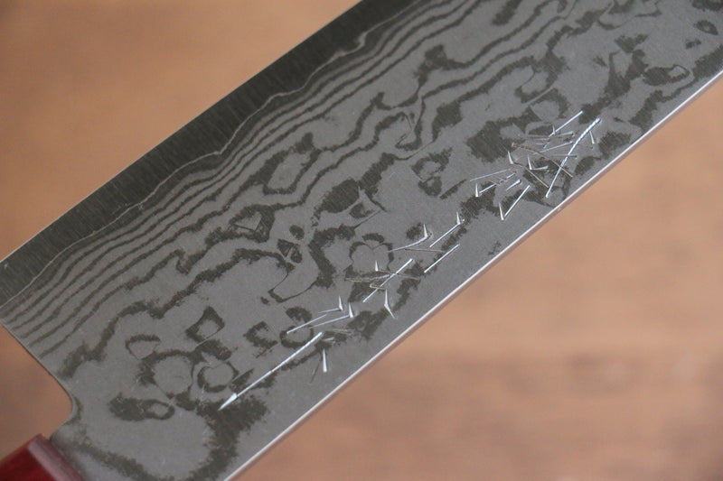 Nao Yamamoto VG10 Damas Santoku  170mm Bois de pakka rouge Manipuler - japanny-FR