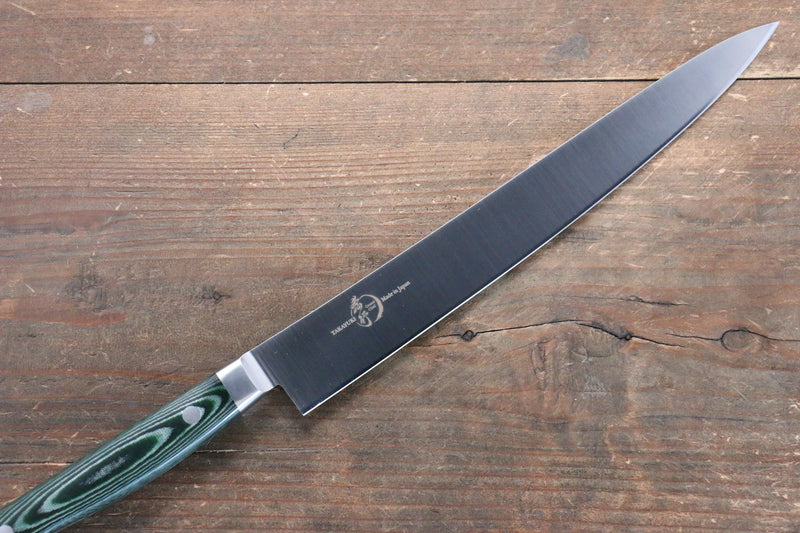 Sakai Takayuki Grand Chef Gran chef Acier suédois Sujihiki 240mm Micarta vert Manipuler - japanny-FR