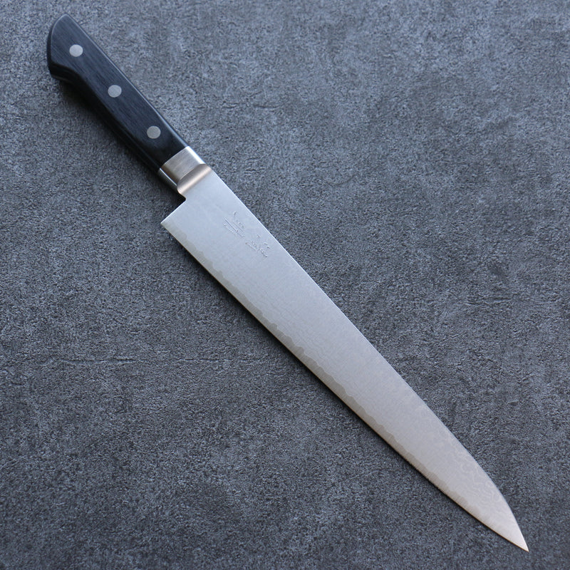 Seisuke VG10 Damas Sujihiki  240mm Bois de pakka noir Manipuler - japanny-FR