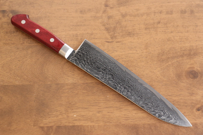 Seisuke Nami AUS10 Finition miroir Damas Gyuto  210mm Bois de pakka rouge Manipuler - japanny-FR